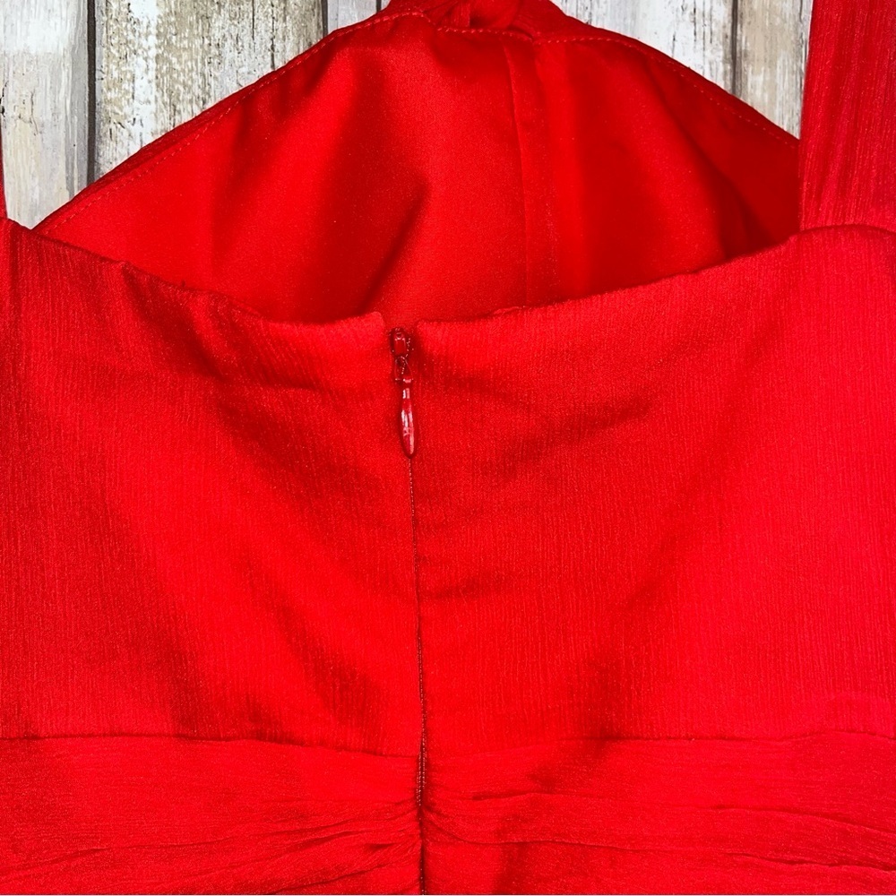 J.Crew Sinclair Silk Halter 0P Vivid Poppy Red Wedding Guest Cocktail Dress - Picture 7 of 9